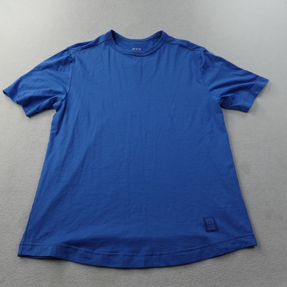 Topo Designs Merino Wool Shirt Mens Medium Blue Performance Baselayer Tee Hiking